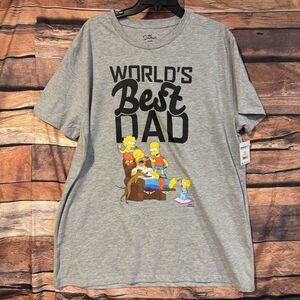 Simpsons T-Shirt 2XL Grey World’s Best Dad Short Sleeve Homer Bart Lisa Maggie